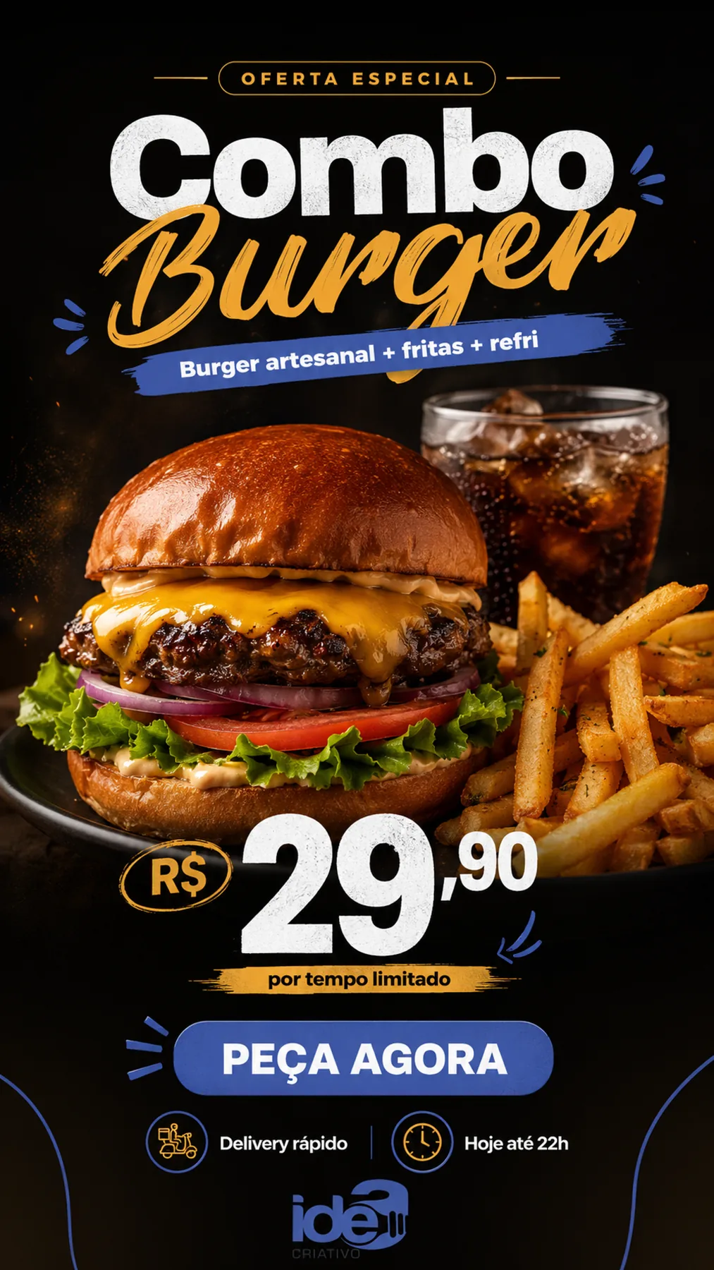 Arte promocional de alimentação — divulgação de oferta